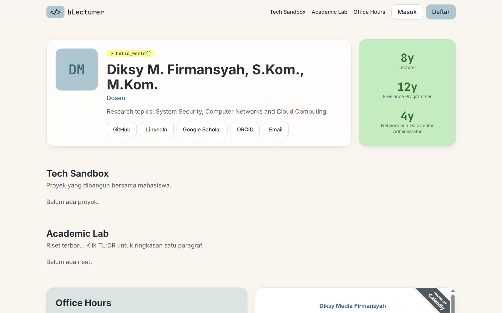 Tampilan Web Profil Profesional